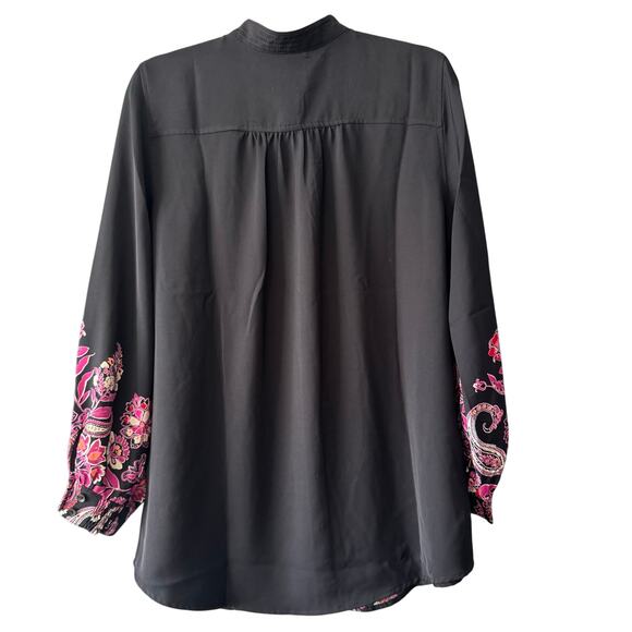 Chicos 8 Floral Notch Neck Paisley Tunic Button Down Long Sleeve Top NWT Mature - Picture 4 of 12